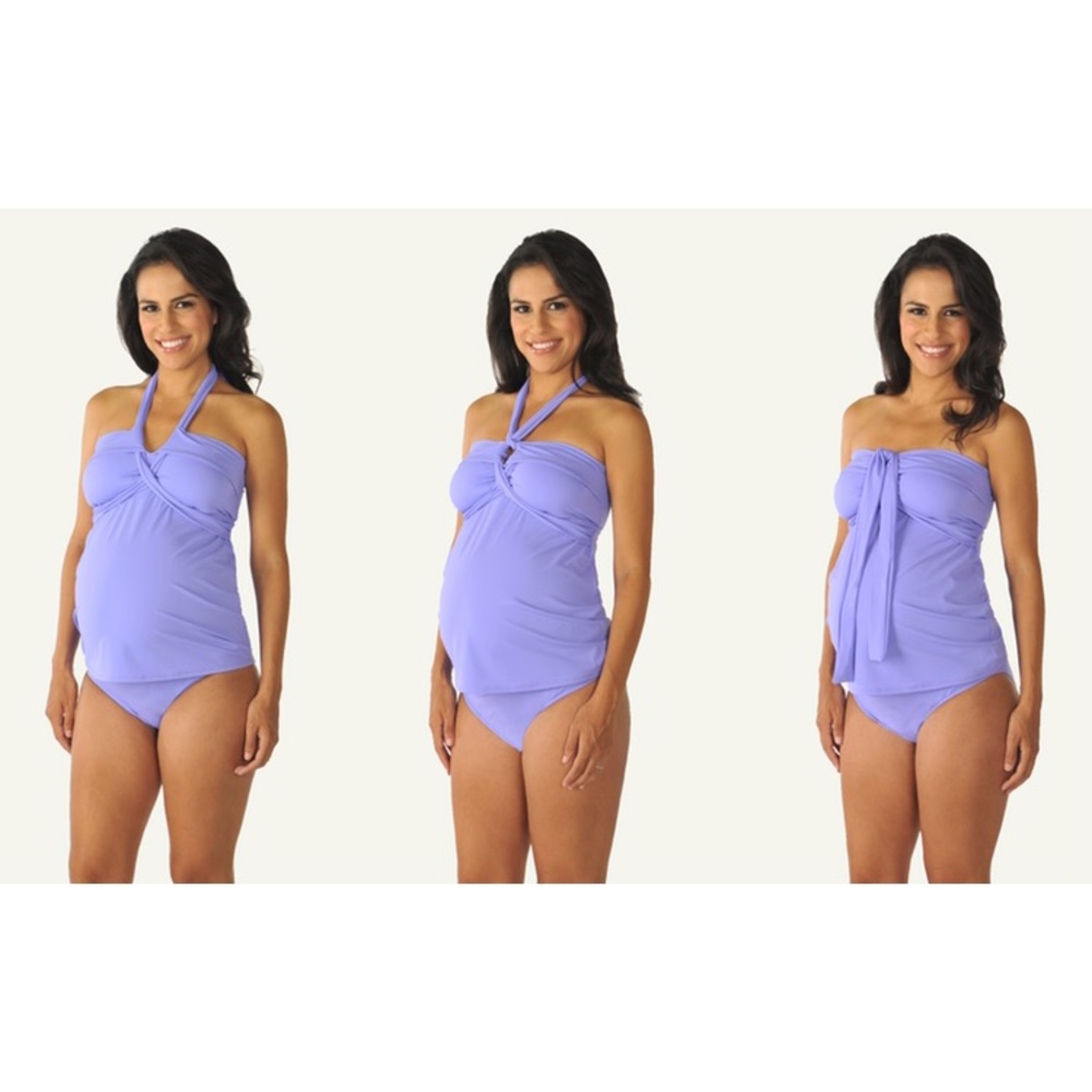 Maternity 2 piece Tankini by Prego Maternity USA Small lilac Orchid adjustable - Picture 2 of 5